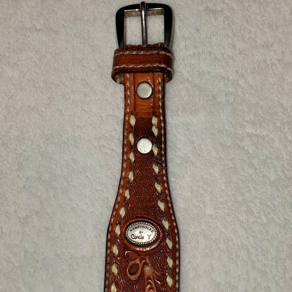 Vintage Handtooled by Circle Y Leather Western wear belt, cowgirl belt